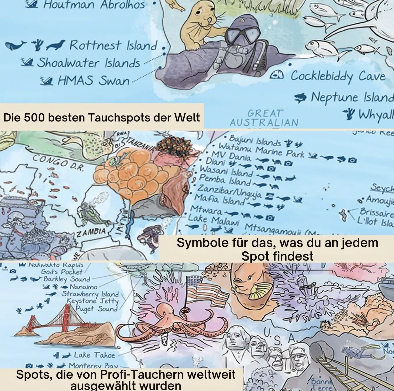 Serenosole™ WanderMap | Erkunde die besten Tauchspots der Welt – auf einer atemberaubenden Karte | Ultimative Tauchkarte 2025