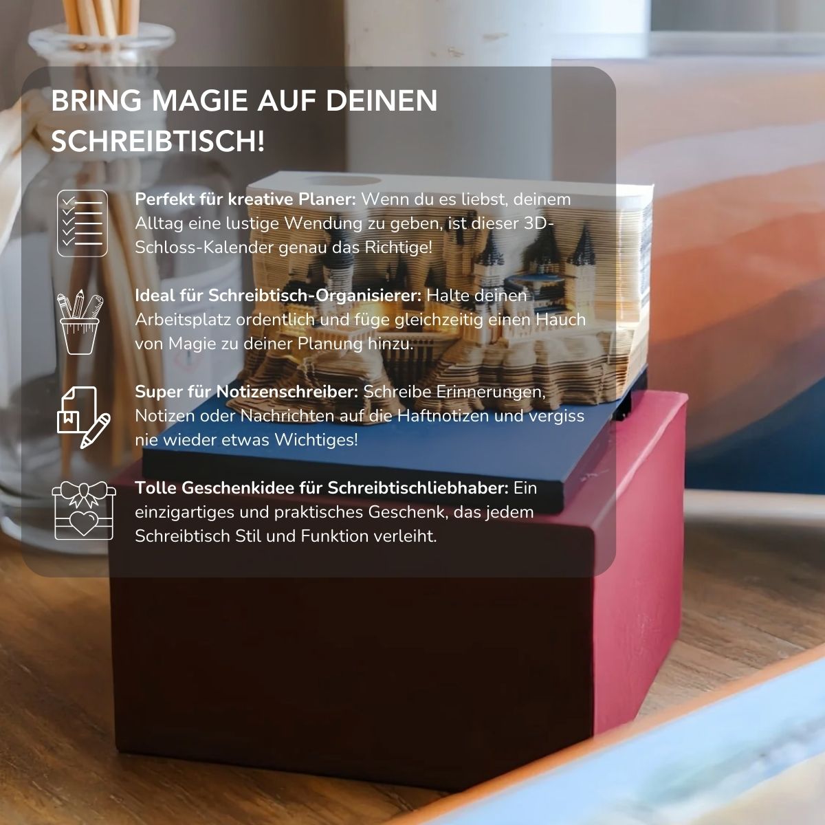 Serenosole™ MemoCastle 3D Schloss-Memo Notizkalender | 3D-Schloss, das gleichzeitig dein praktischer Sticky-Note-Planer ist | Magischster Memo-Kalender 2024