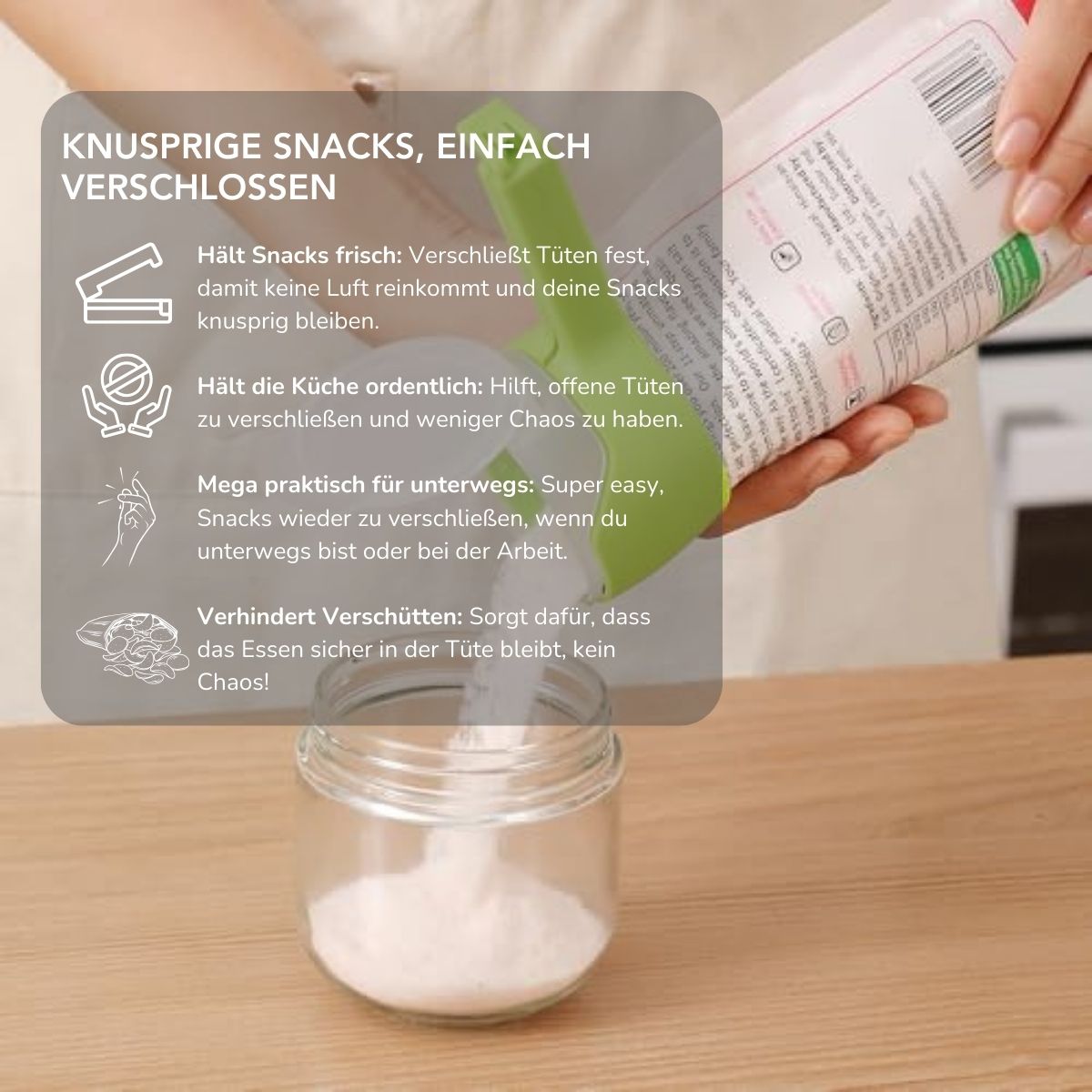 Serenosole™ PreservePro Voedselopslagclip | Houdt voedsel vers en voorkomt vocht (2+2 GRATIS)