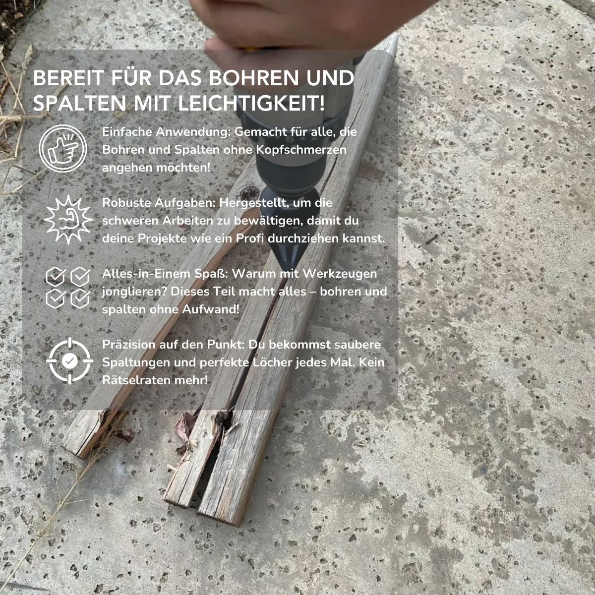 Serenosole™ PowerSplit universele splitboor | Verwerkt zowel boor- als kloofwerkzaamheden met precisie