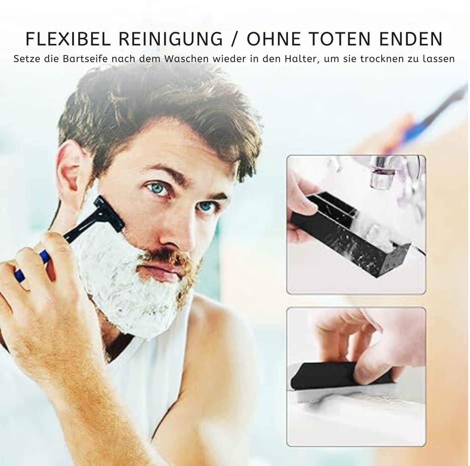 Serenosole™ GroomMaster Beard-Schwamm für die Spüle | Fängt mühelos Bartabschnitte auf | Beste Lösung gegen Haare im Waschbecken 2024 (2+1 GRATIS)