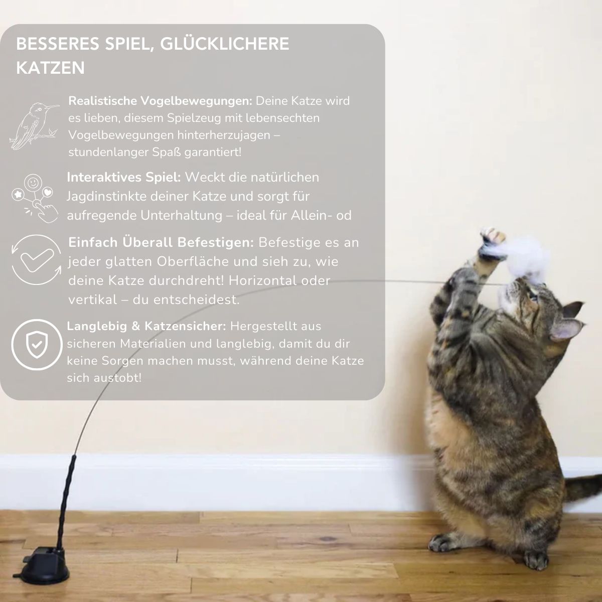 Serenosole™ BirdyWhisker vogelsimulatiespeelgoed voor katten | Stimuleer het natuurlijke jachtinstinct van een kat | Beste jachtspeelgoed 2024