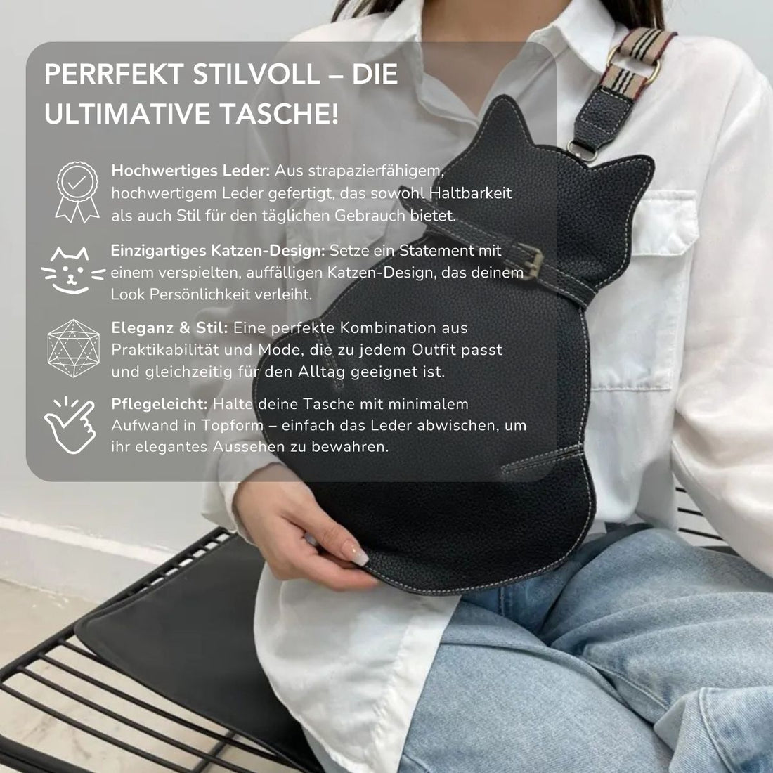 Serenosole™ PurrLeather Katzenledertasche | Weiches Lederdesign, sanft zum Fell und langlebig!