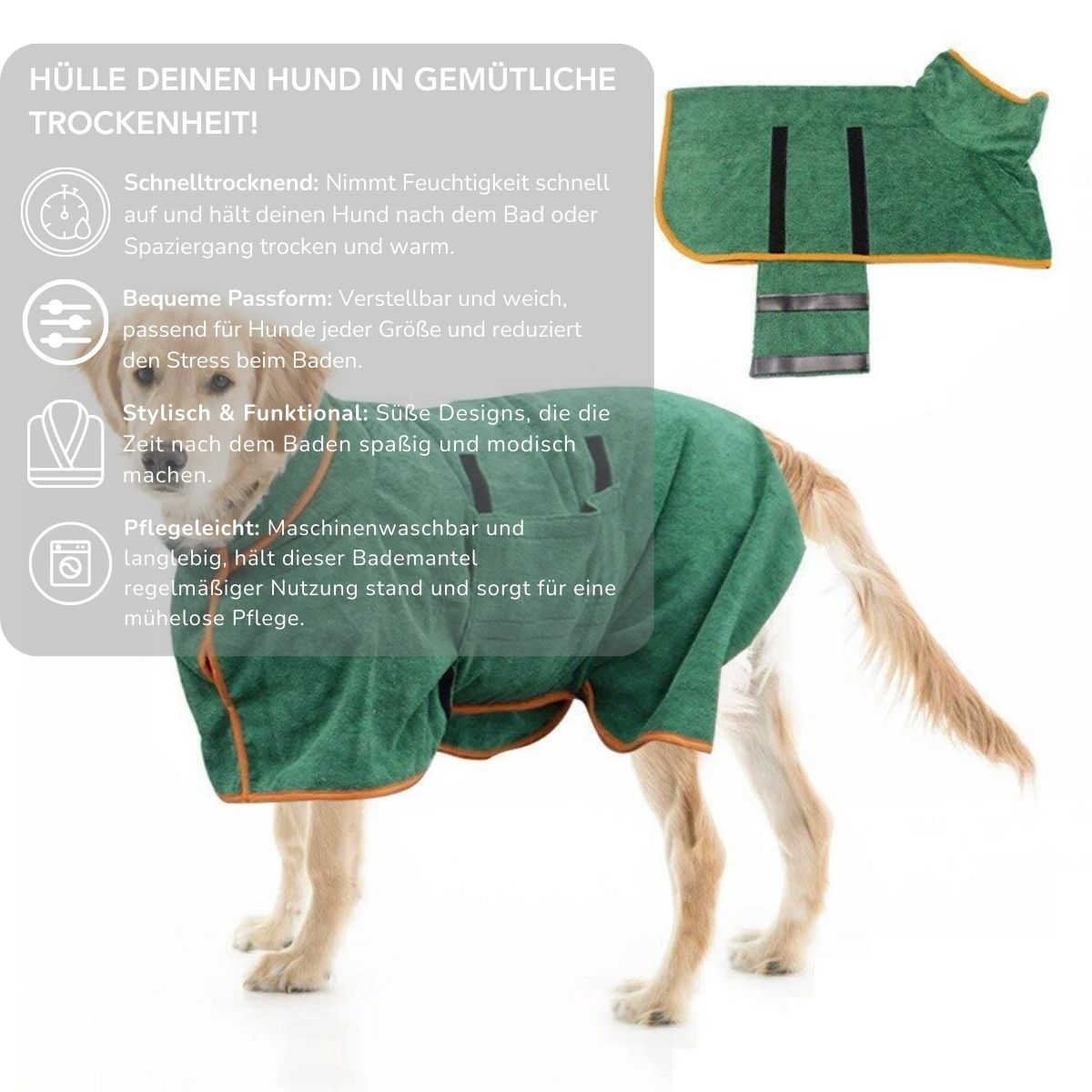 Serenosole™ PupComfort-badjas voor honden | Houdt honden warm en droog | De beste oplossing voor natte honden 2024