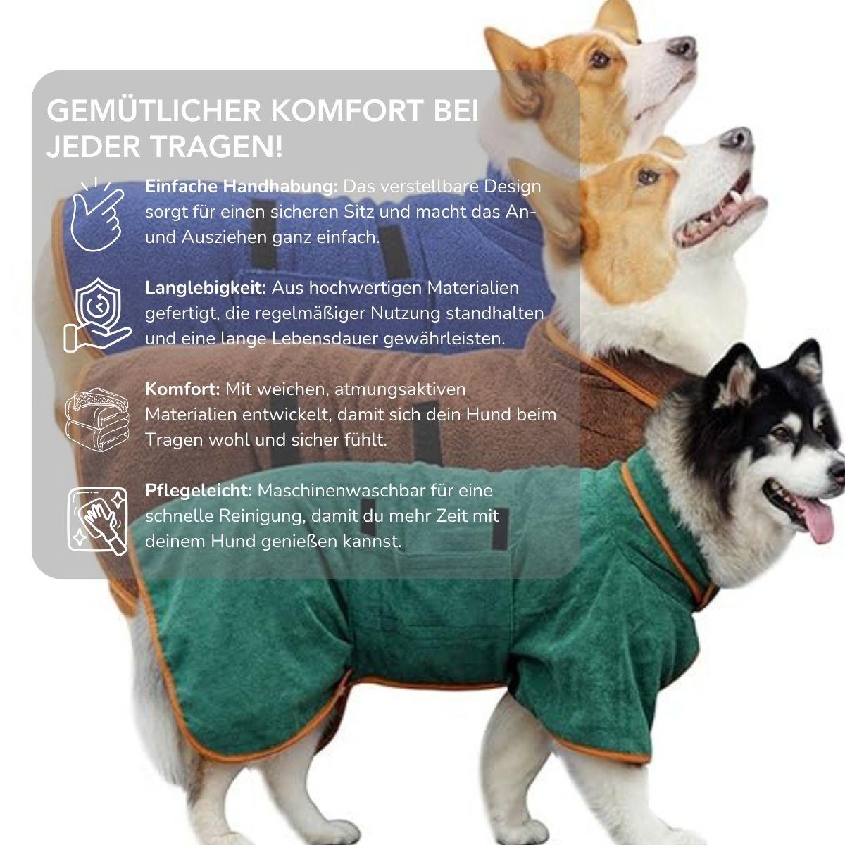 Serenosole™ PupComfort-badjas voor honden | Houdt honden warm en droog | De beste oplossing voor natte honden 2024