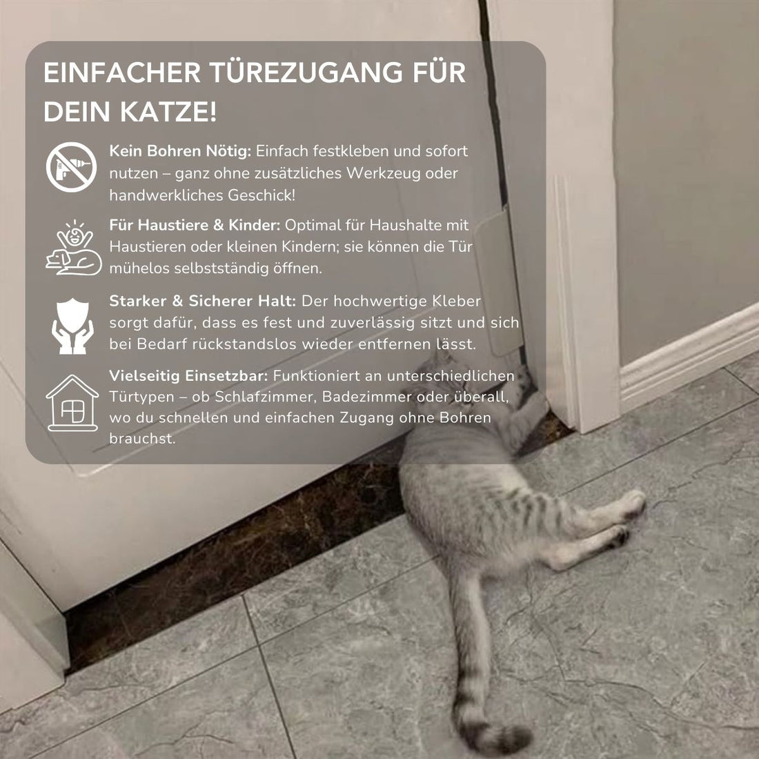 Serenosole™ KittyPass Türöffner für Katzen | Ermöglicht es deiner Katze Türen ohne Schäden oder Aufwand zu öffnen | Die Perfekte Katzen-Türlösung 2024