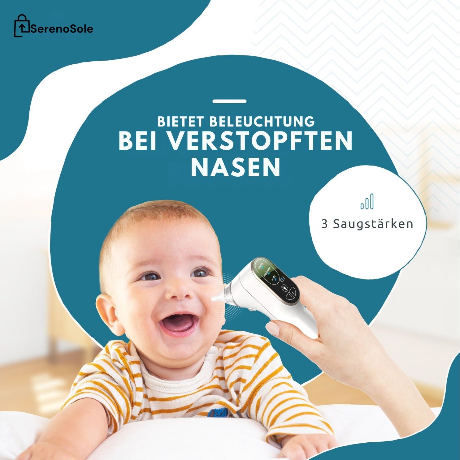 Serenosole™ BreatheEase Neusreiniger | Reinigt de neusholtes voor gemakkelijke ademhaling | Beste oplossing voor verstopte neusbaby 2024