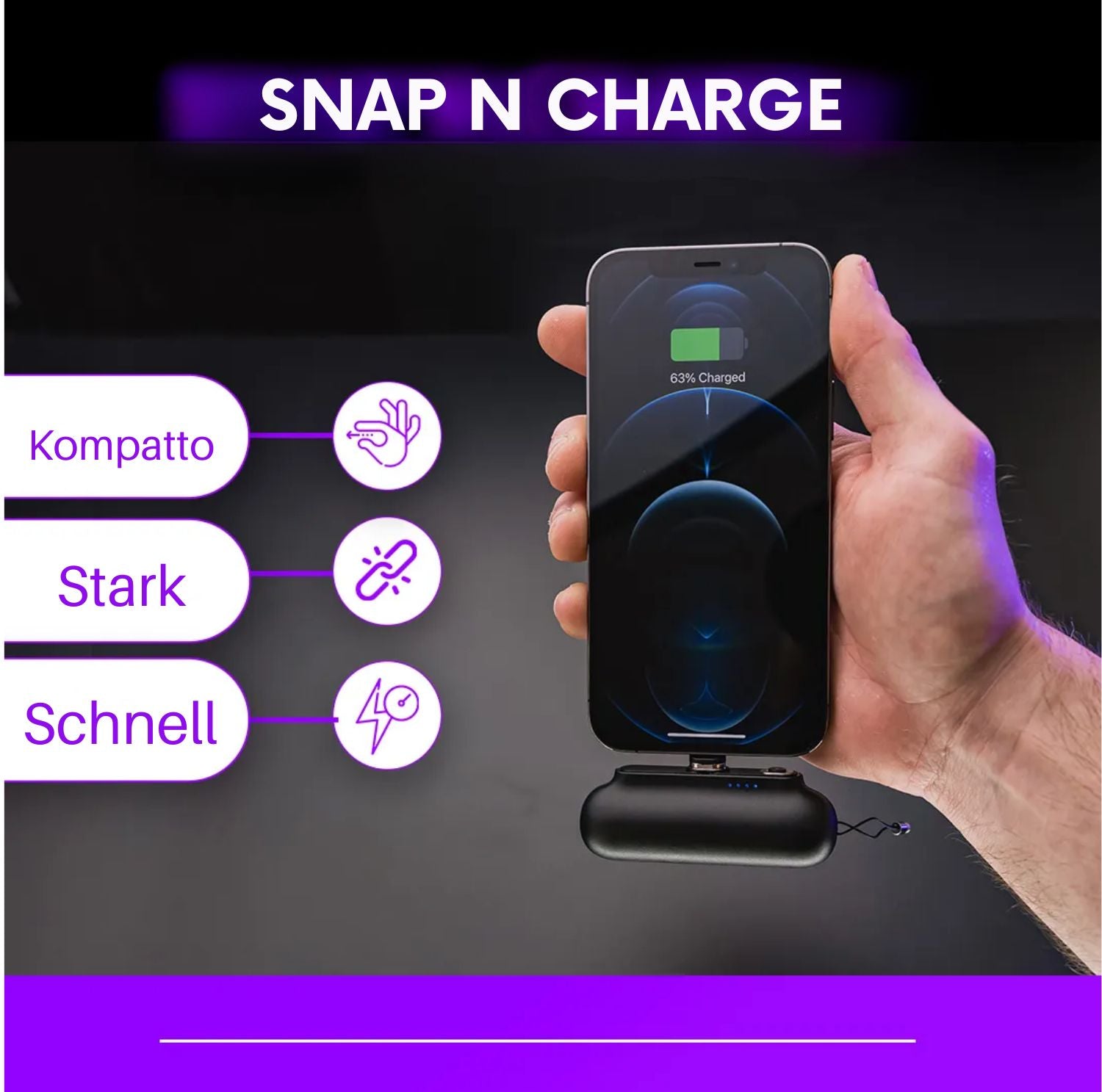 Serenosole™ PowerSnap PowerBank | Immer Bereit Zum Laden, Egal Wo Du Bist | Für alle Handys