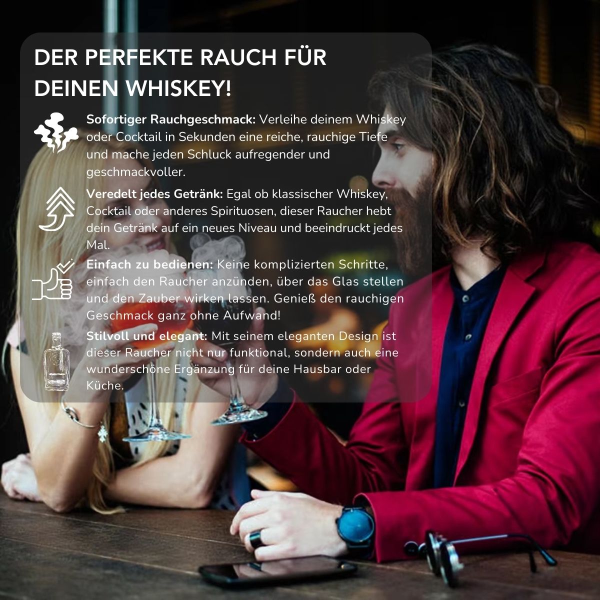 Serenosole™ SmokeCraft Premium Whiskey Raucher | Verwandle jeden Whiskey in ein rauchiges Meisterwerk