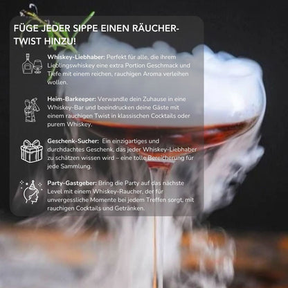 Serenosole™ SmokeCraft Premium Whiskey Raucher | Verwandle jeden Whiskey in ein rauchiges Meisterwerk