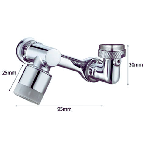 Afmetingen van roterende kraan opzetstuk in millimeters.