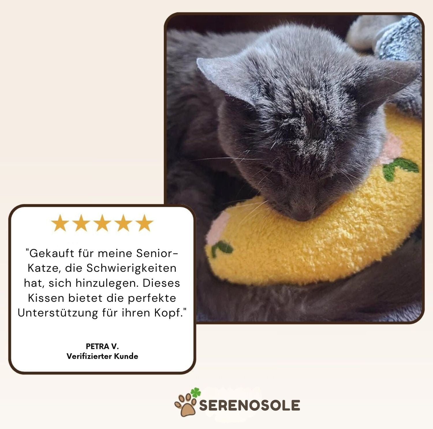 Serenosole™ CozyPaws klein kattenkussen | Optimaal comfort en een rustig toevluchtsoord | Perfecte Slaapoplossing 2024 (1+1 GRATIS)