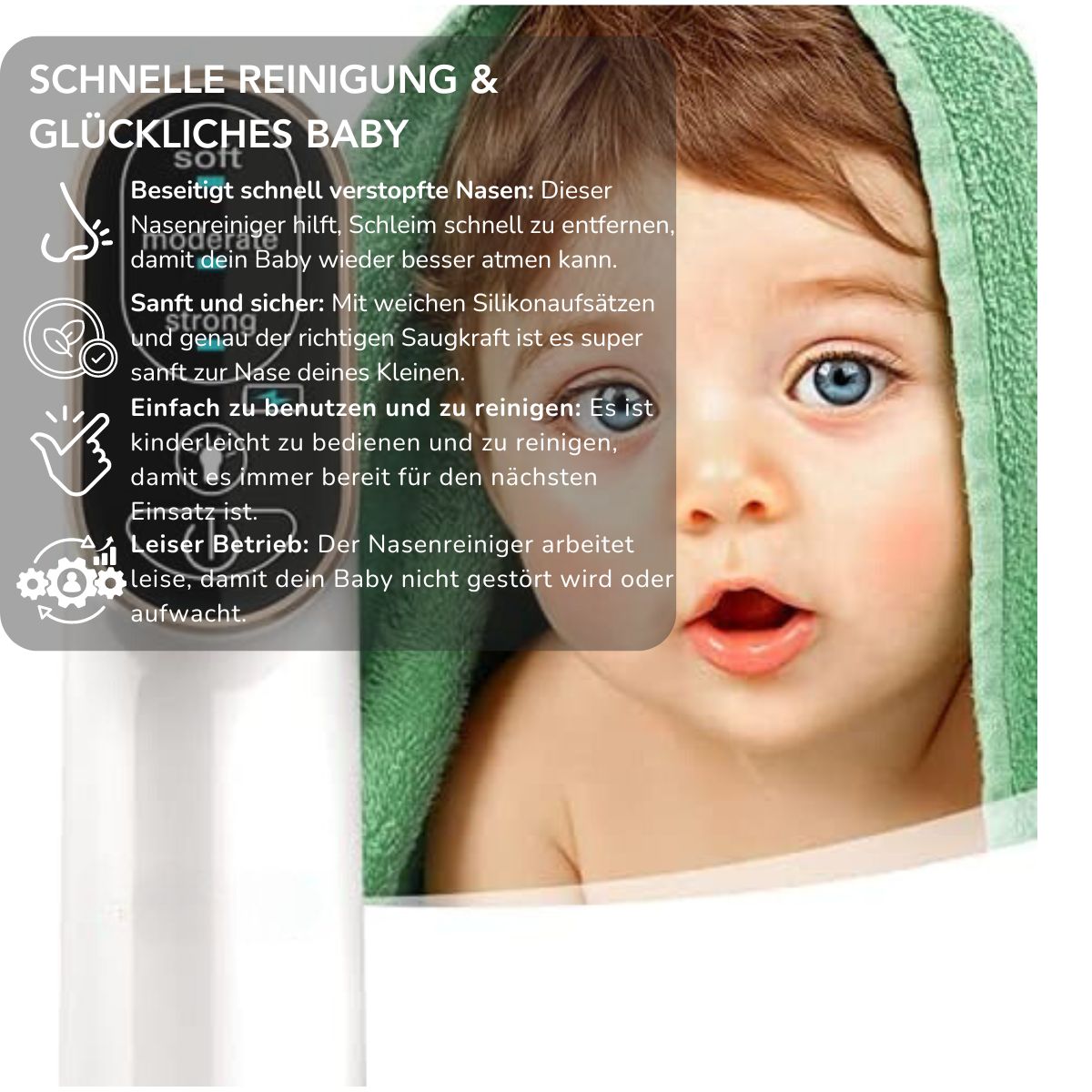 Serenosole™ BreatheEase Neusreiniger | Reinigt de neusholtes voor gemakkelijke ademhaling | Beste oplossing voor verstopte neusbaby 2024